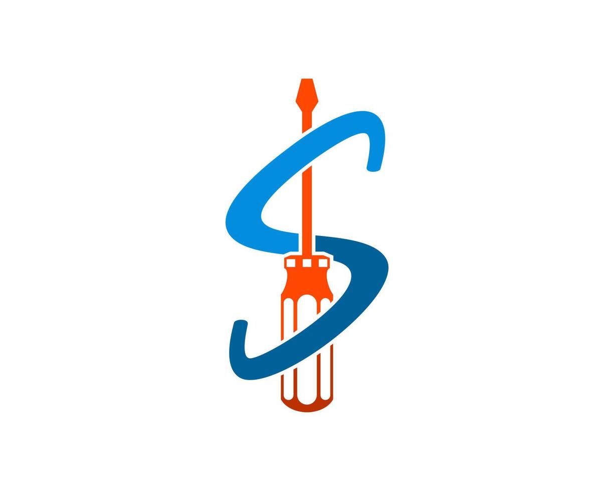 Repair screwdriver  with S letter initial vector