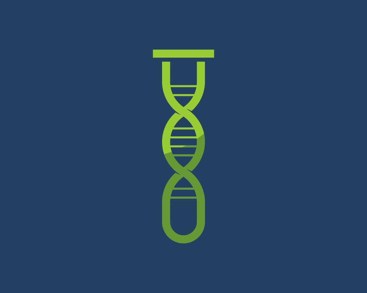 Simple bottle laboratory with DNA symbol inside vector