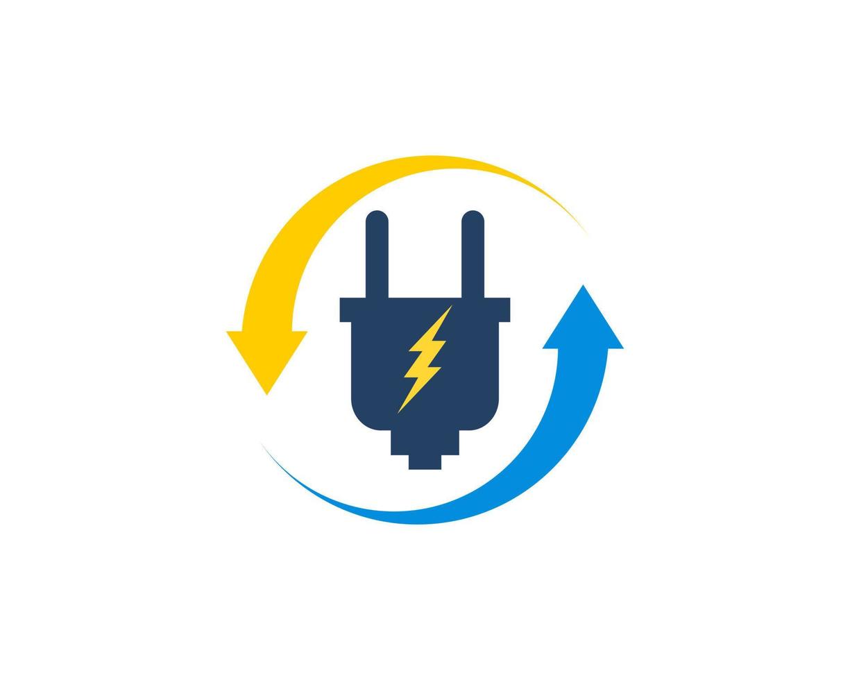 Upside down arrow with electrical plug and lightning vector