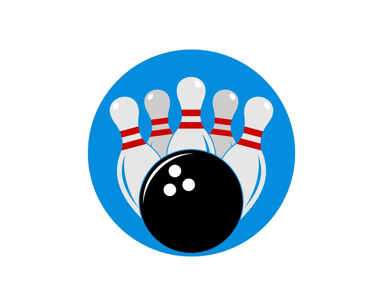 Bowling ball with bowling pin behind vector