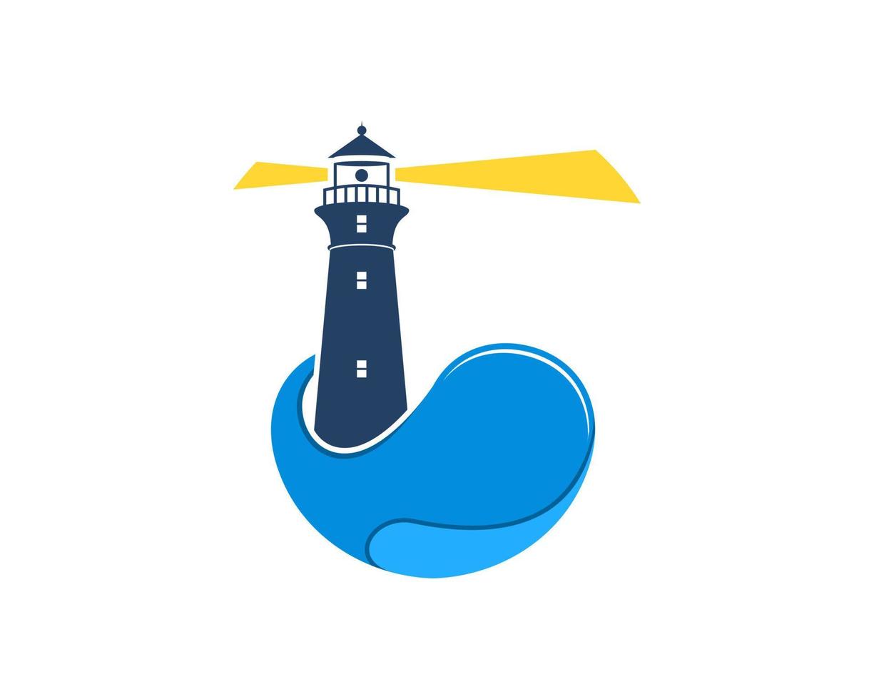 Abstract water with modern lighthouse vector
