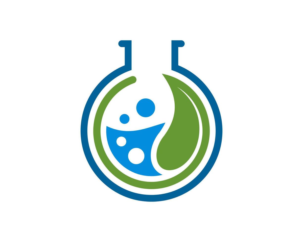 Bottle laboratory with circular leaf inside vector