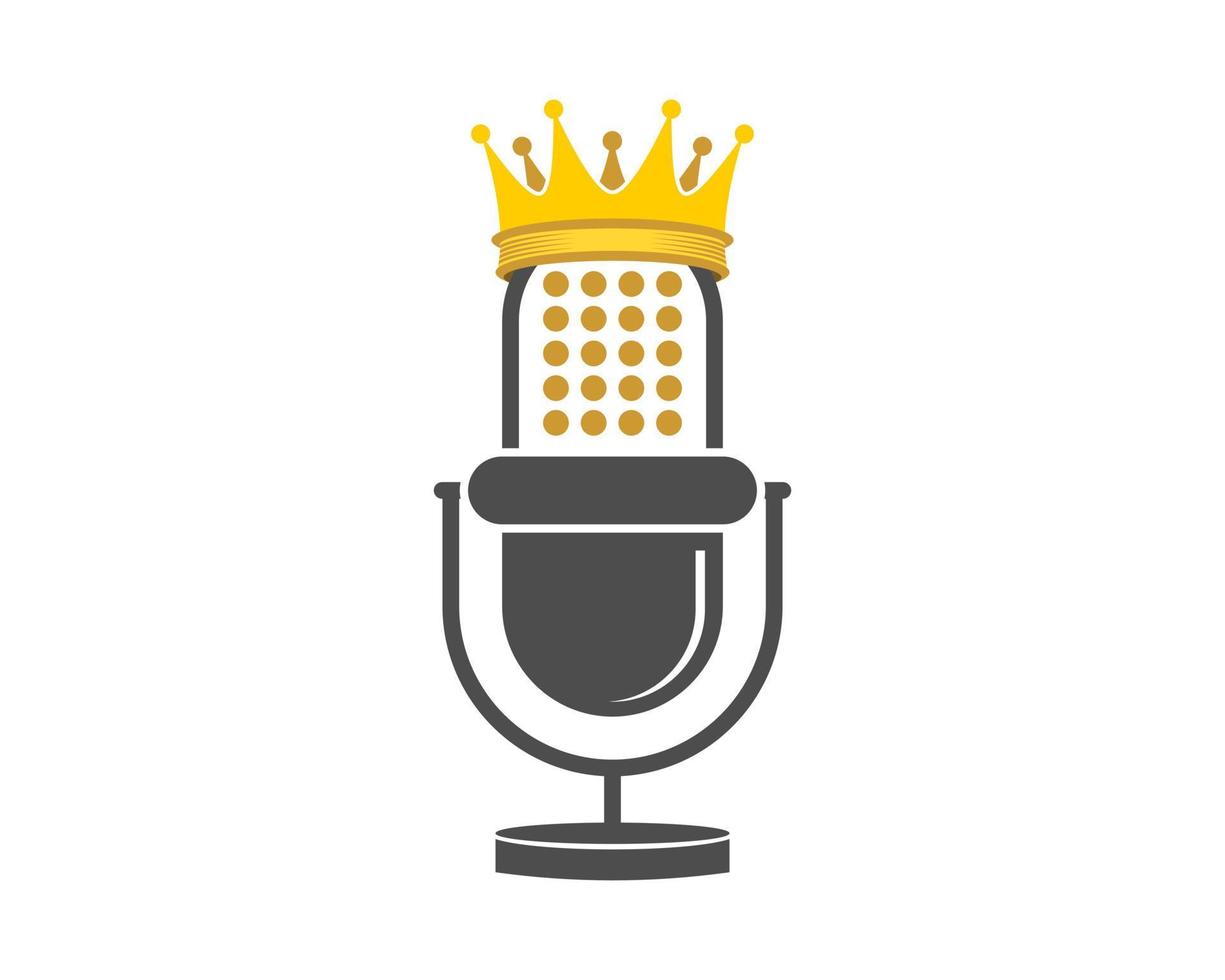 Voice king with microphone and crown vector