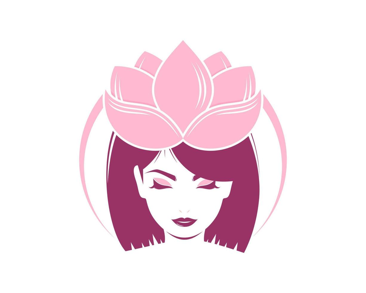 Beauty woman face with lotus crown vector