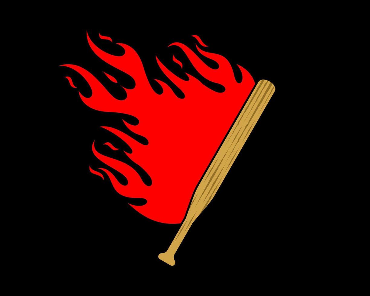 Baseball bat with fire flame vector