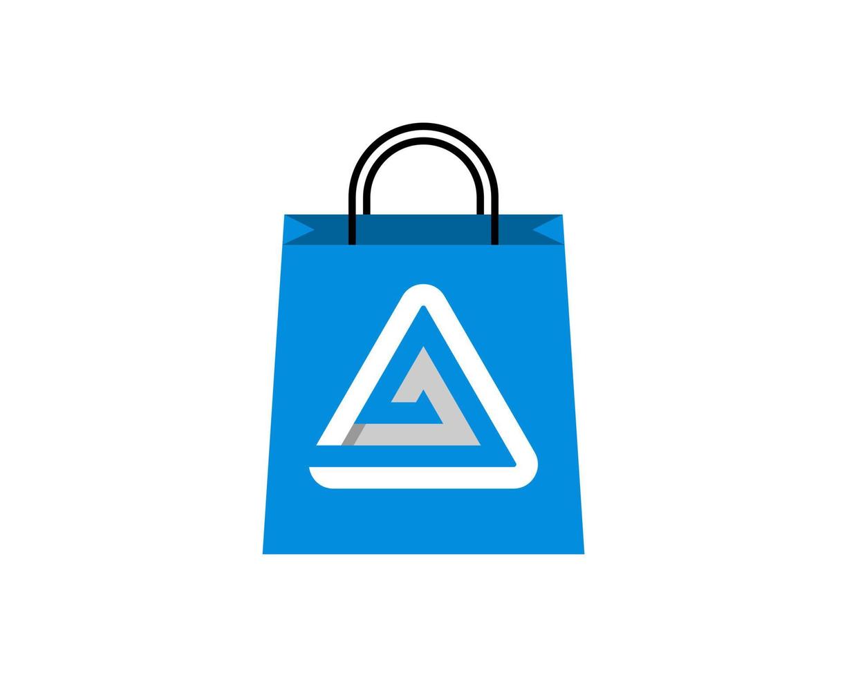 bolsa de papel de compras con forma de triángulo abstracto en el interior vector
