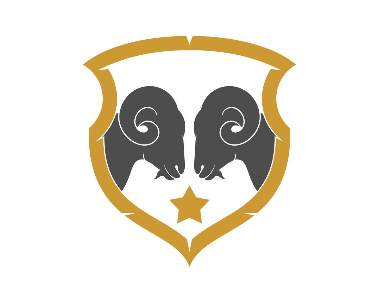 Goat face to face inside the shield vector