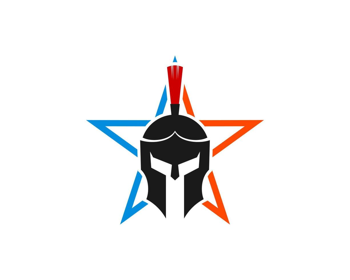 Abstract star with knight helmet inside vector