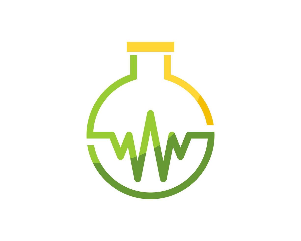 Simple bottle laboratory with medical pulse inside vector