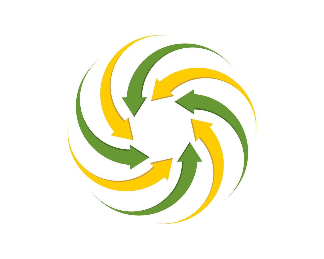 Circular green and yellow arrow vector