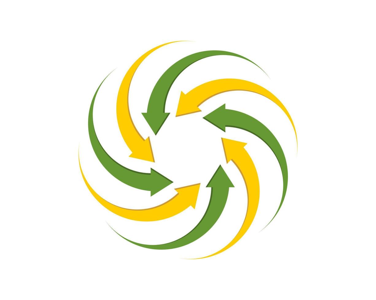 Circular green and yellow arrow vector