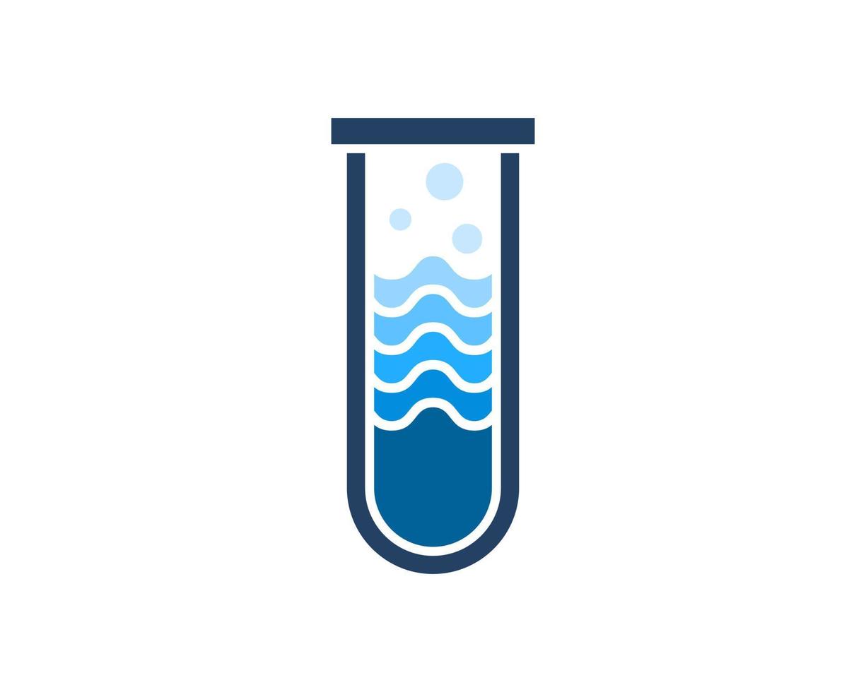 Laboratorio de botella simple con líquido de onda de agua en el interior. vector