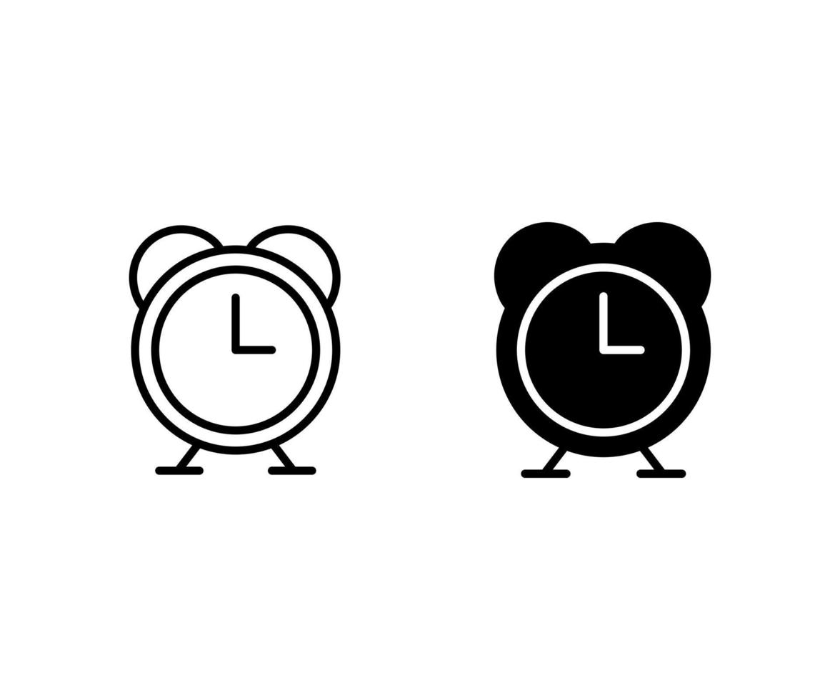 alarm clock icon in outline and solid vector