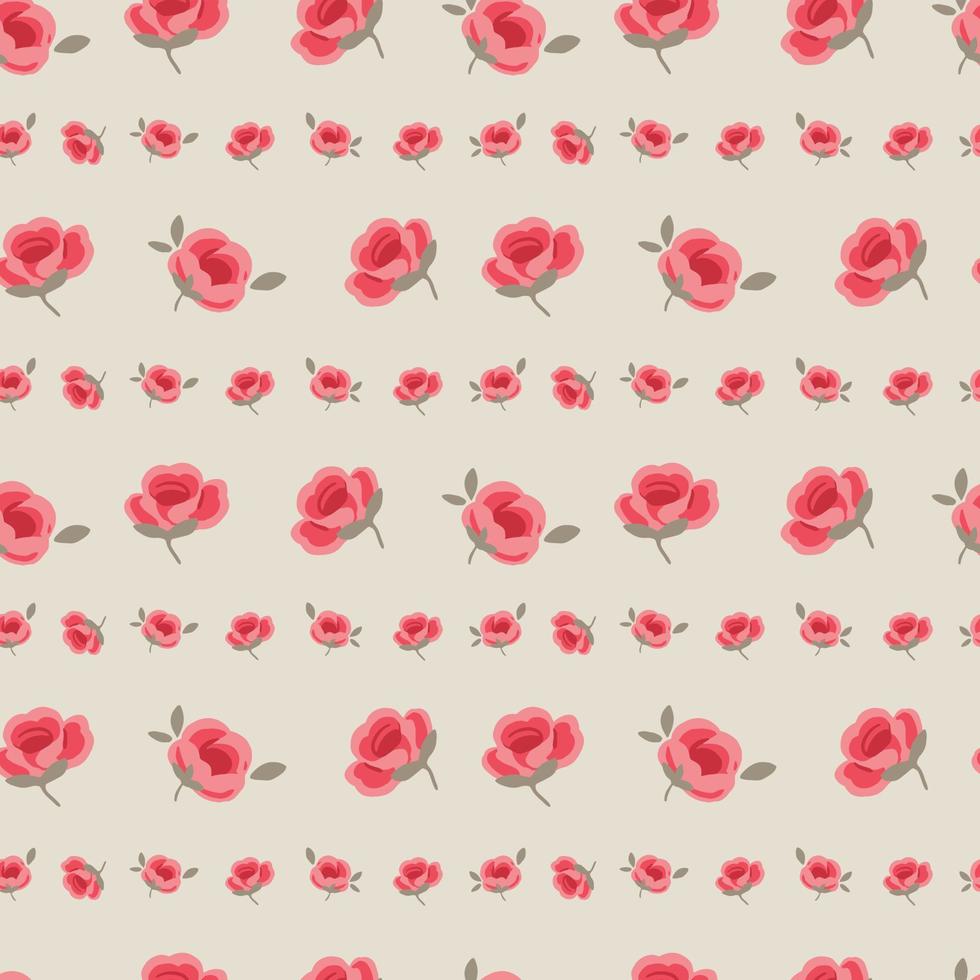 Elegant cute horizontal rose pattern with dots on beige. Vintage repeating seamless pattern. Beautiful feminine texture for wallpaper, textile, print, wrapping paper. vector