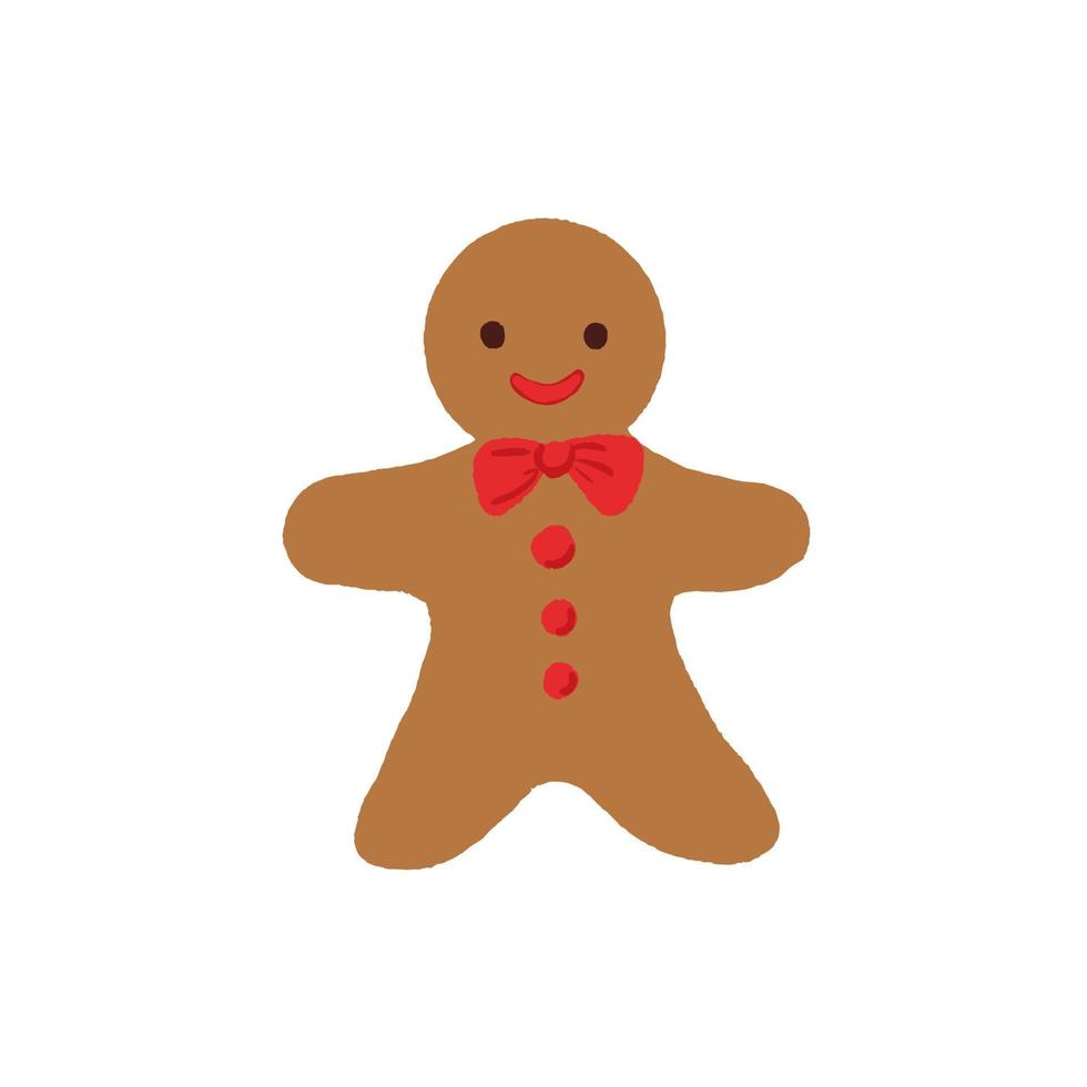 Isolated hand drawn happy Christmas Gingerbread man cookie vector