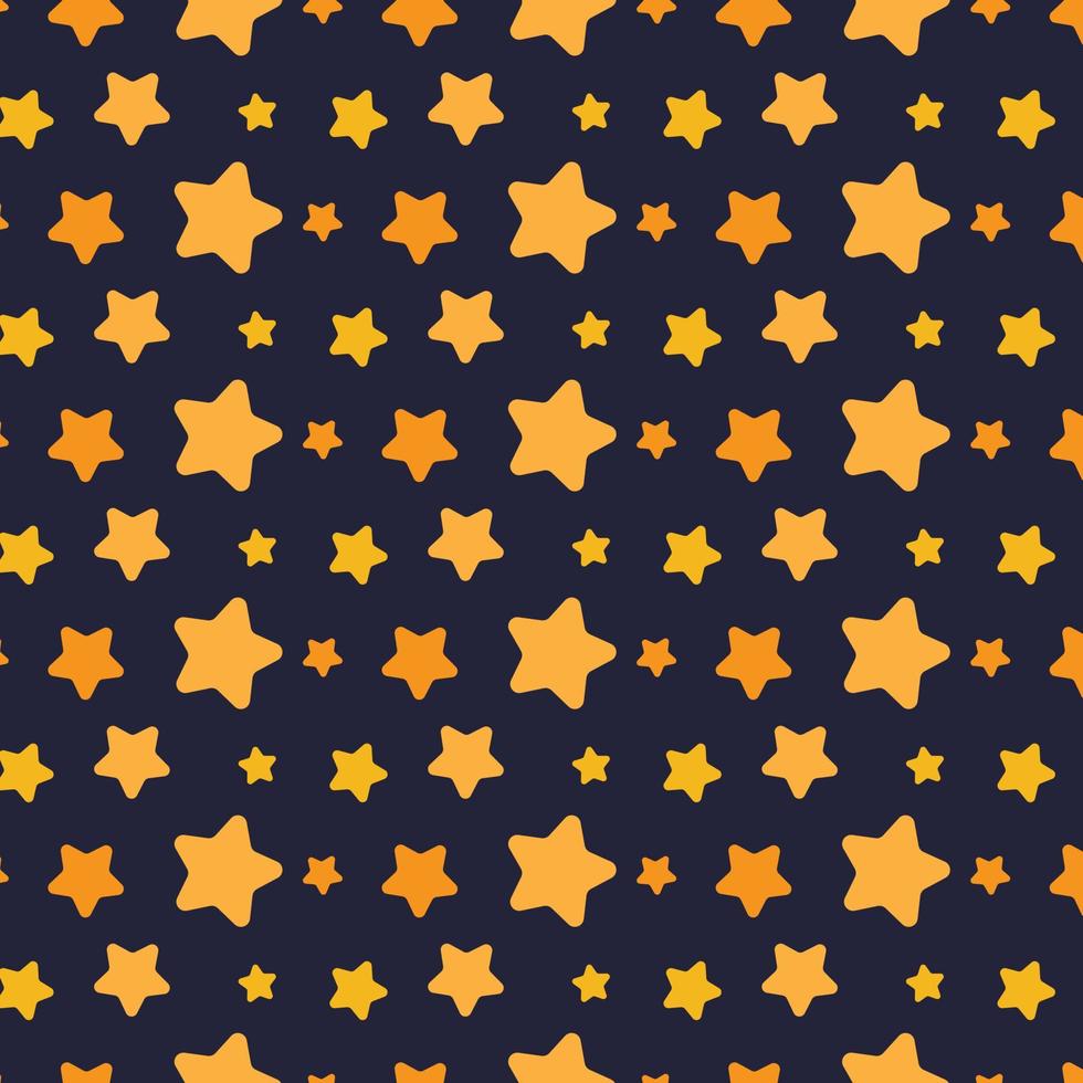 Seamless pattern with orange and yellow stars on dark blue background vector