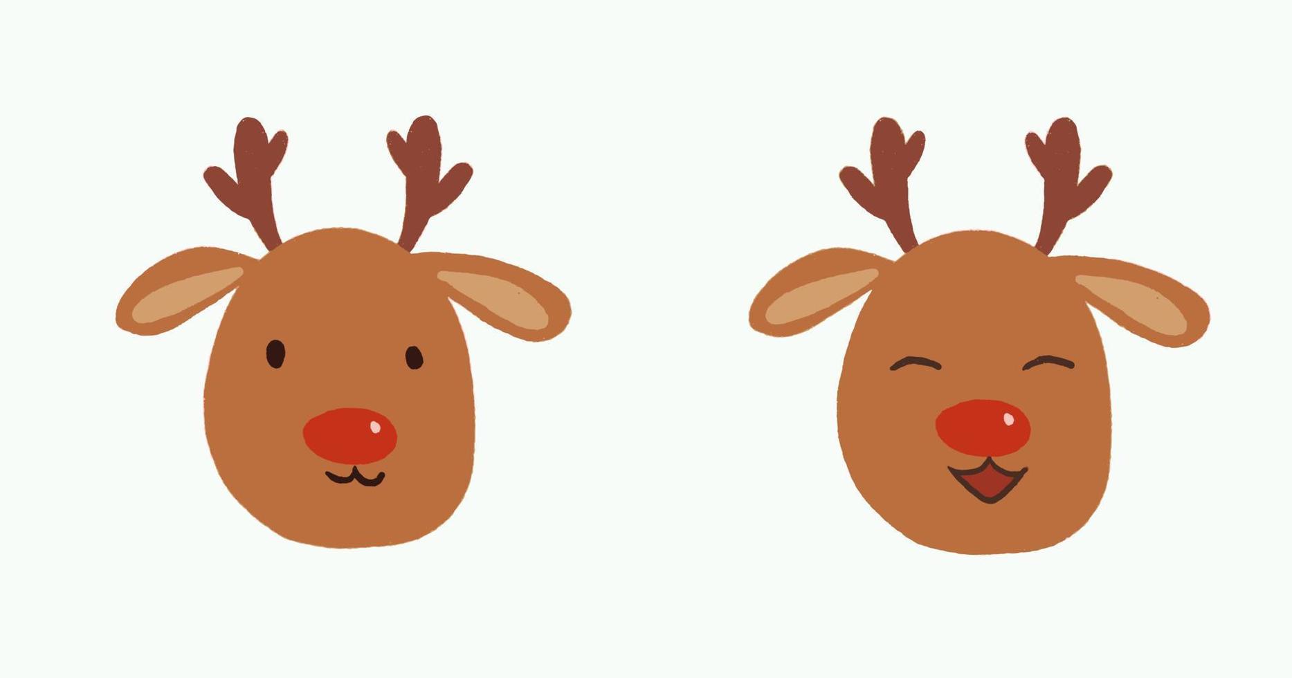 Isolated hand drawn happy Christmas reindeer icon vector