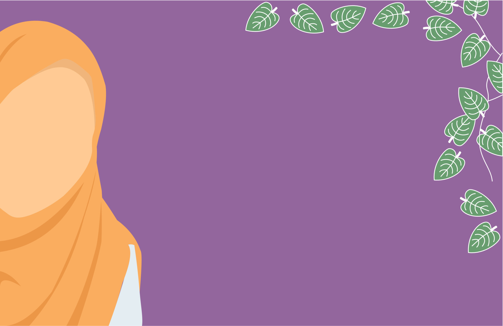 Women in hijab vector illustration, flat design on purple background