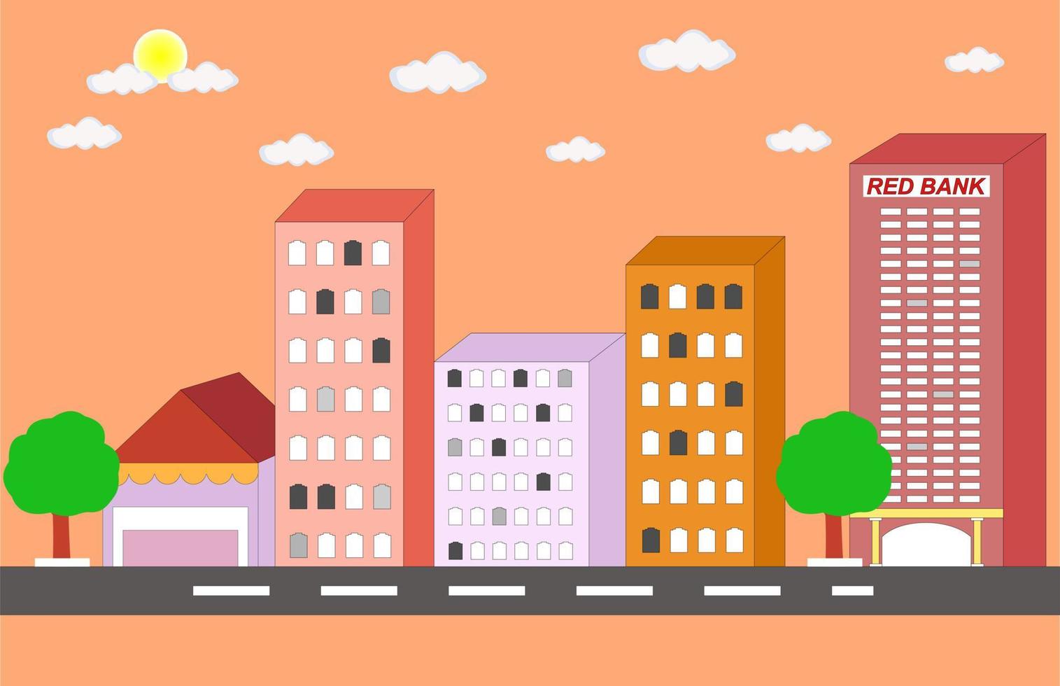 rascacielos, sedes comerciales, apartamentos, tiendas y ciudades modernas ilustración vectorial vector