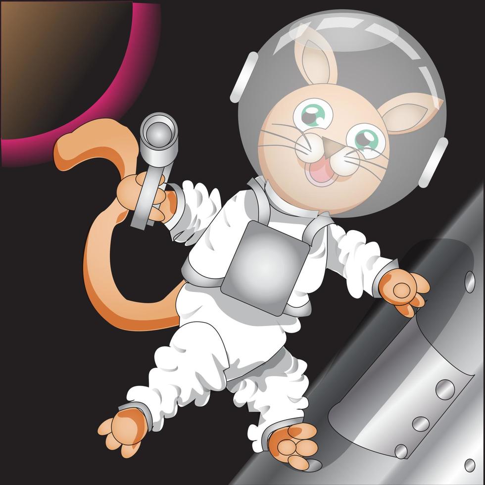 gato en misión espacial vector