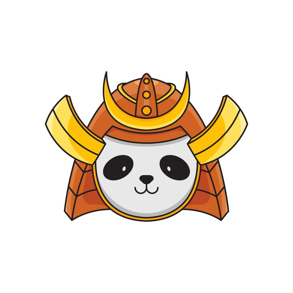 Cute samurai panda mascot illustration vector