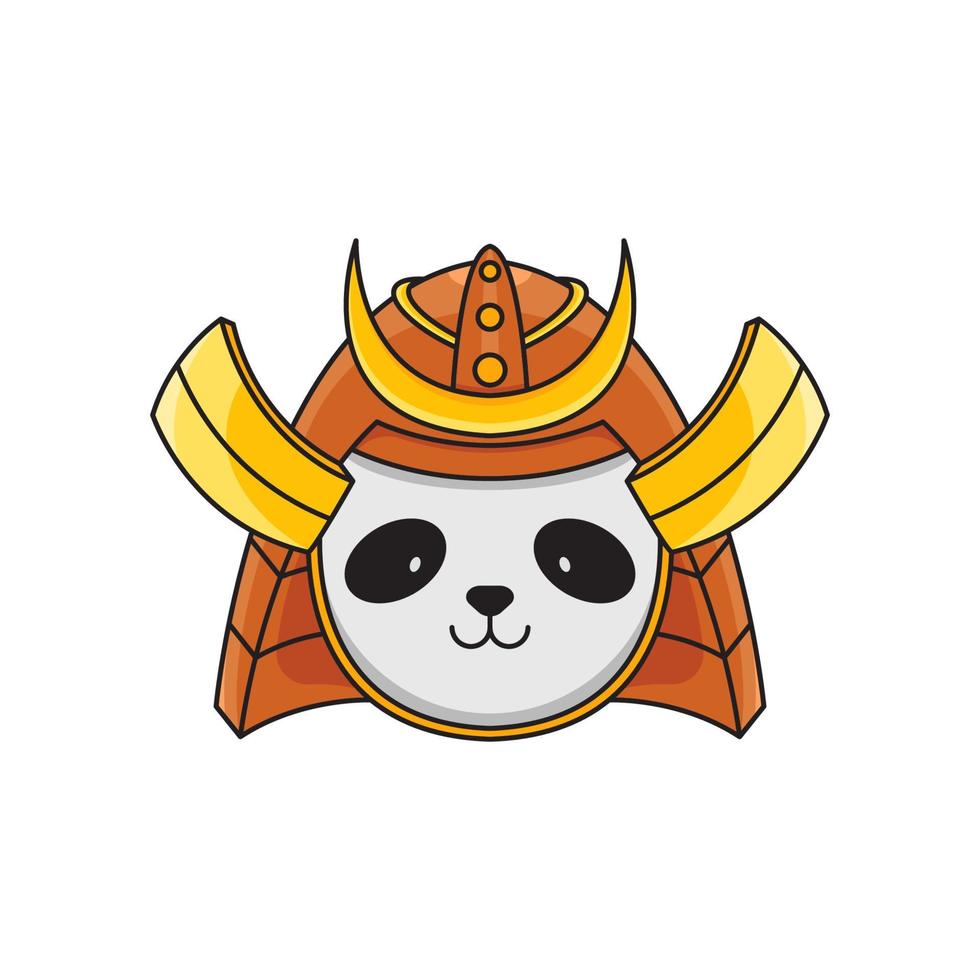 Cute samurai panda mascot illustration vector