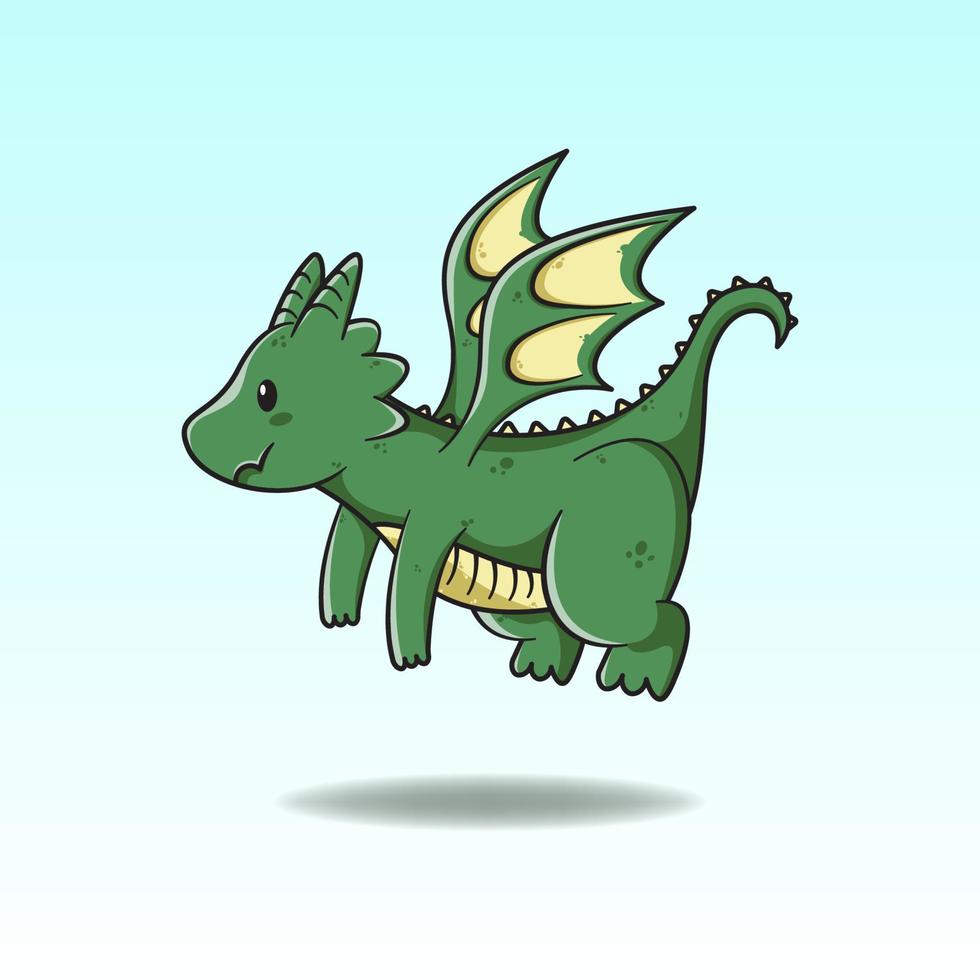 Cute flying dragon character illustration vector