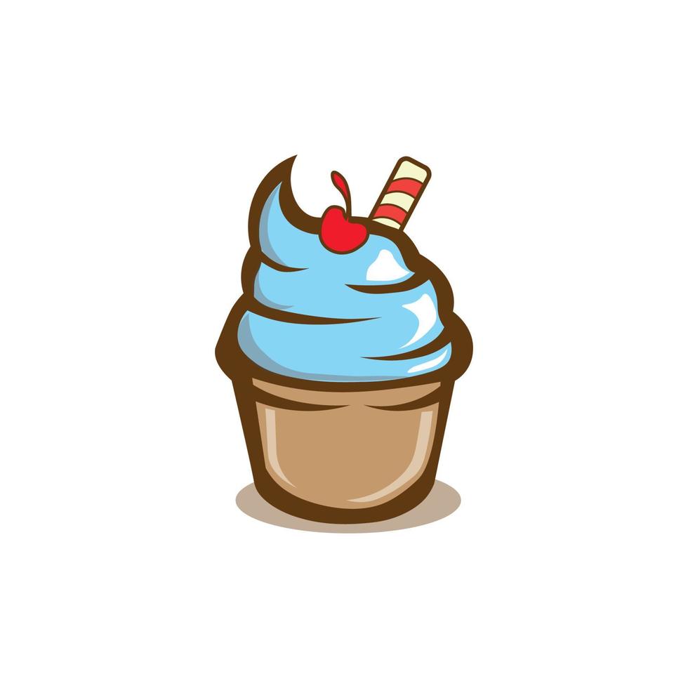 Ilustración plana de helado y logotipo utilizado para imprimir. vector