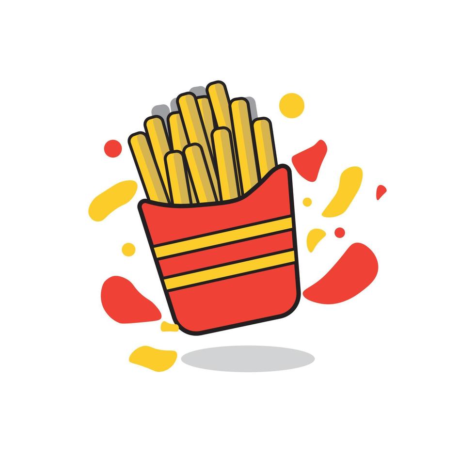 Ilustración plana de comida, papas fritas e icono utilizado para impresión, aplicación, web, publicidad, etc. vector