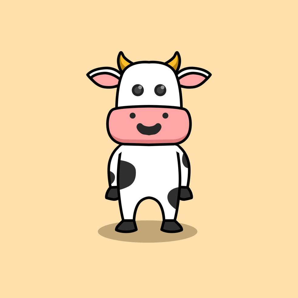 diseño lindo del ejemplo de la historieta de la vaca sonriente. diseño para libro infantil vector