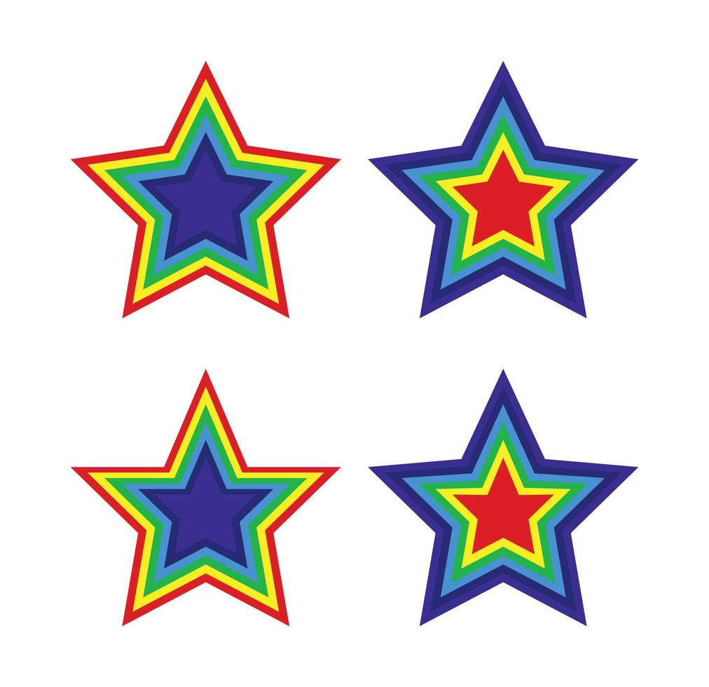 lbtq rainbow flag star icons on white vector