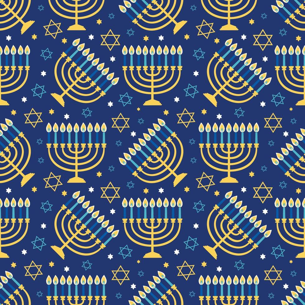 Hanukkah menorah seamless pattern. Religious background for jewish holidays. Vector illustration
