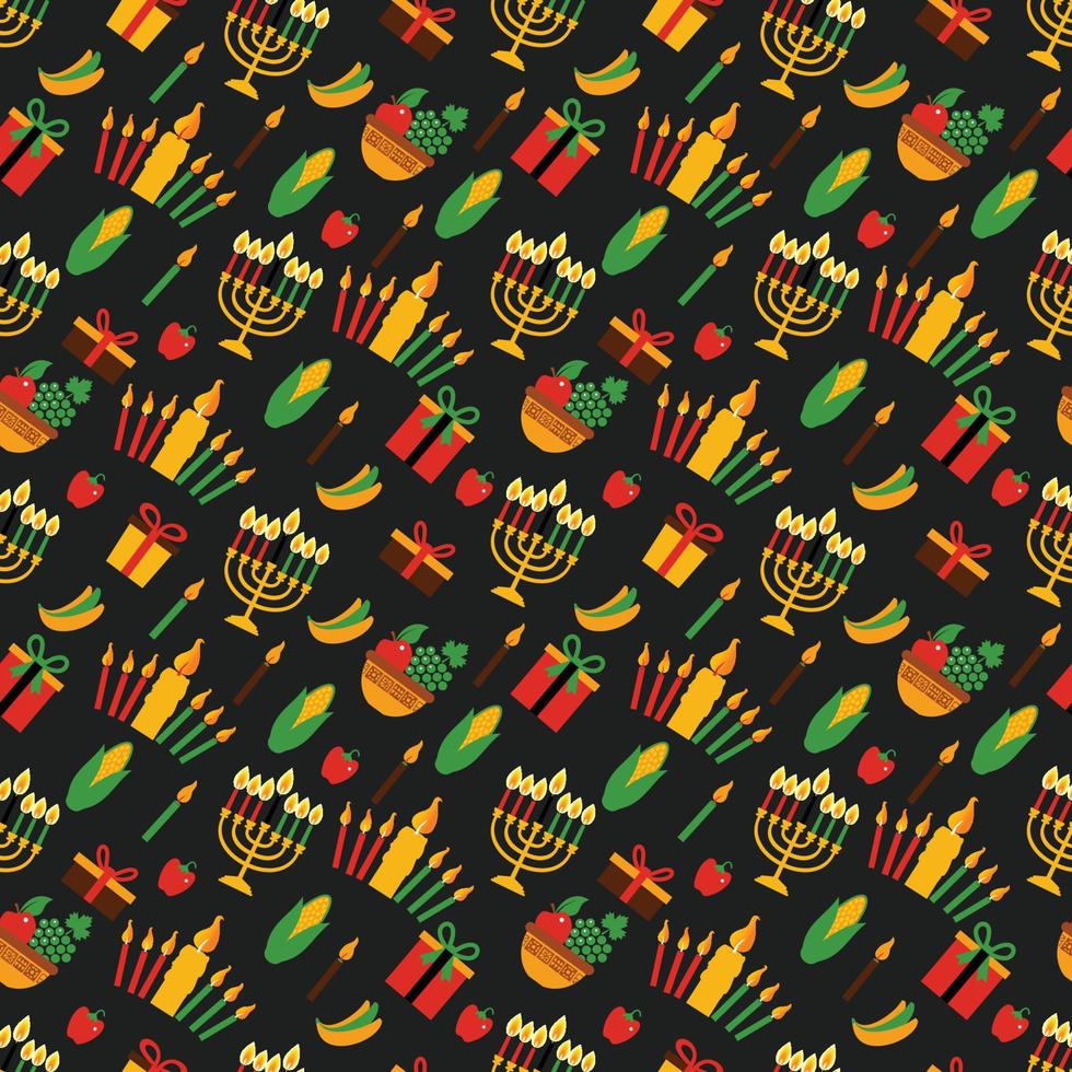 Kwanzaa seamless pattern of Africa with traditional colored and symbols. Black exotic background. vector