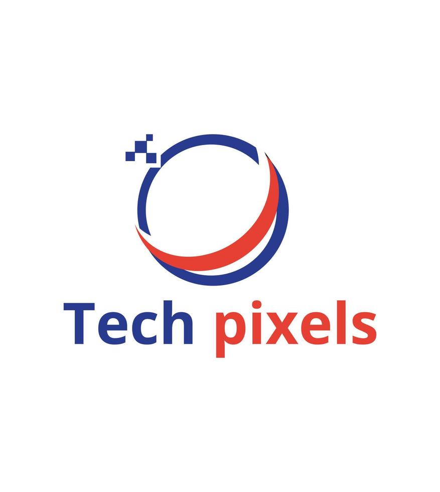 Tech pixel minimal logo design vector