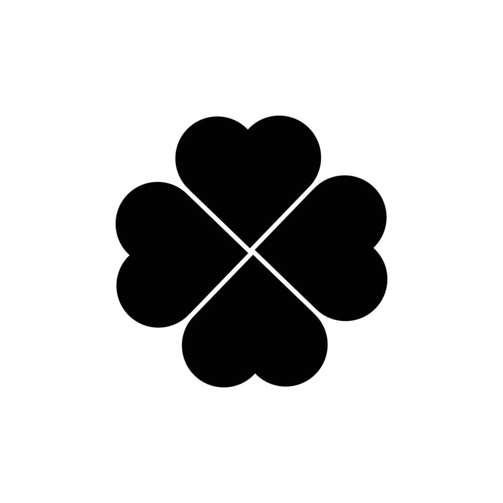 Four leaf clover icon. Black icon isolated on white background. Clover silhouette. Simple icon. Web site page and mobile app design vector element.