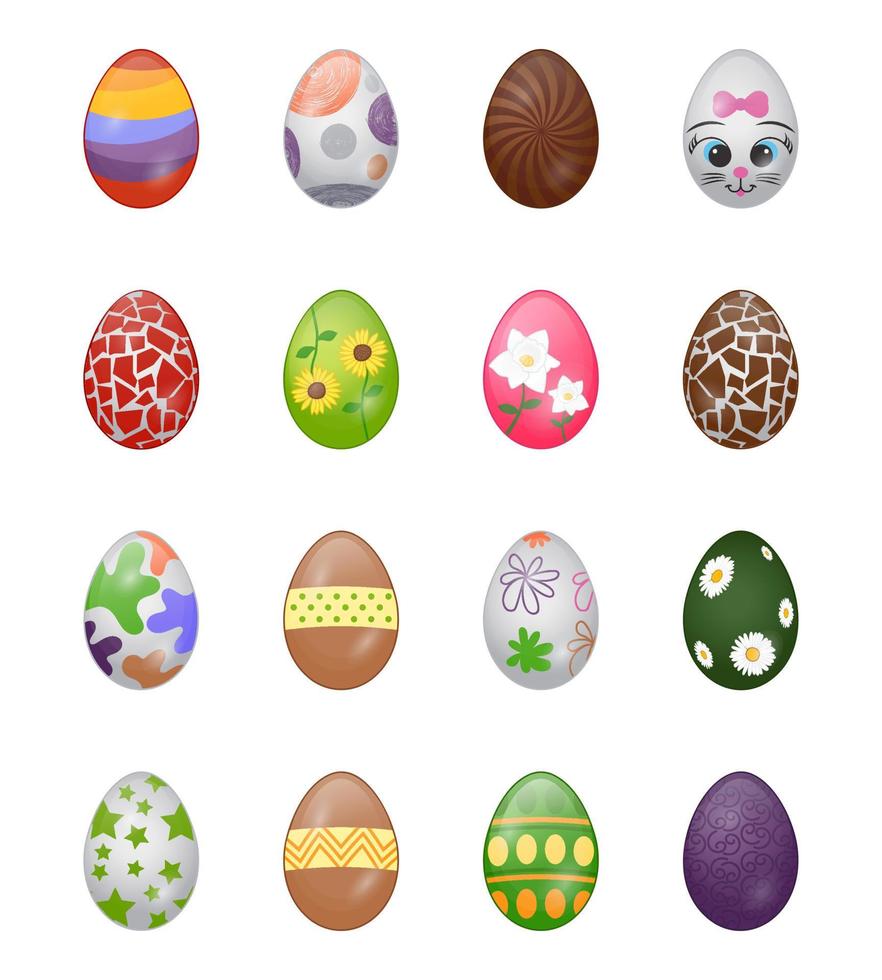 huevos de pascua pintados vector