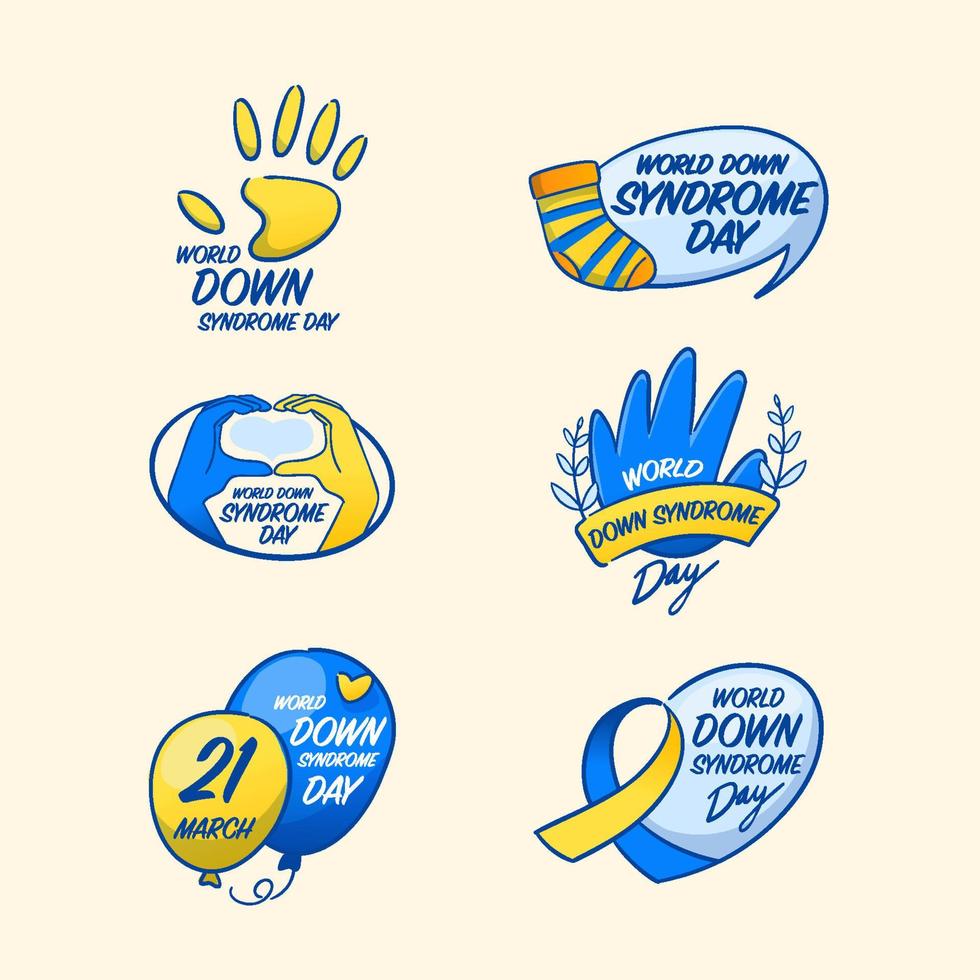 Hand Drawn World Down Syndrome Sticker Set vector