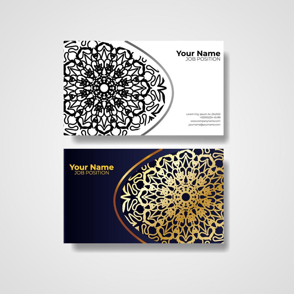 Business Card. Vintage decorative elements. Ornamental floral business cards or invitation with mandala. vector