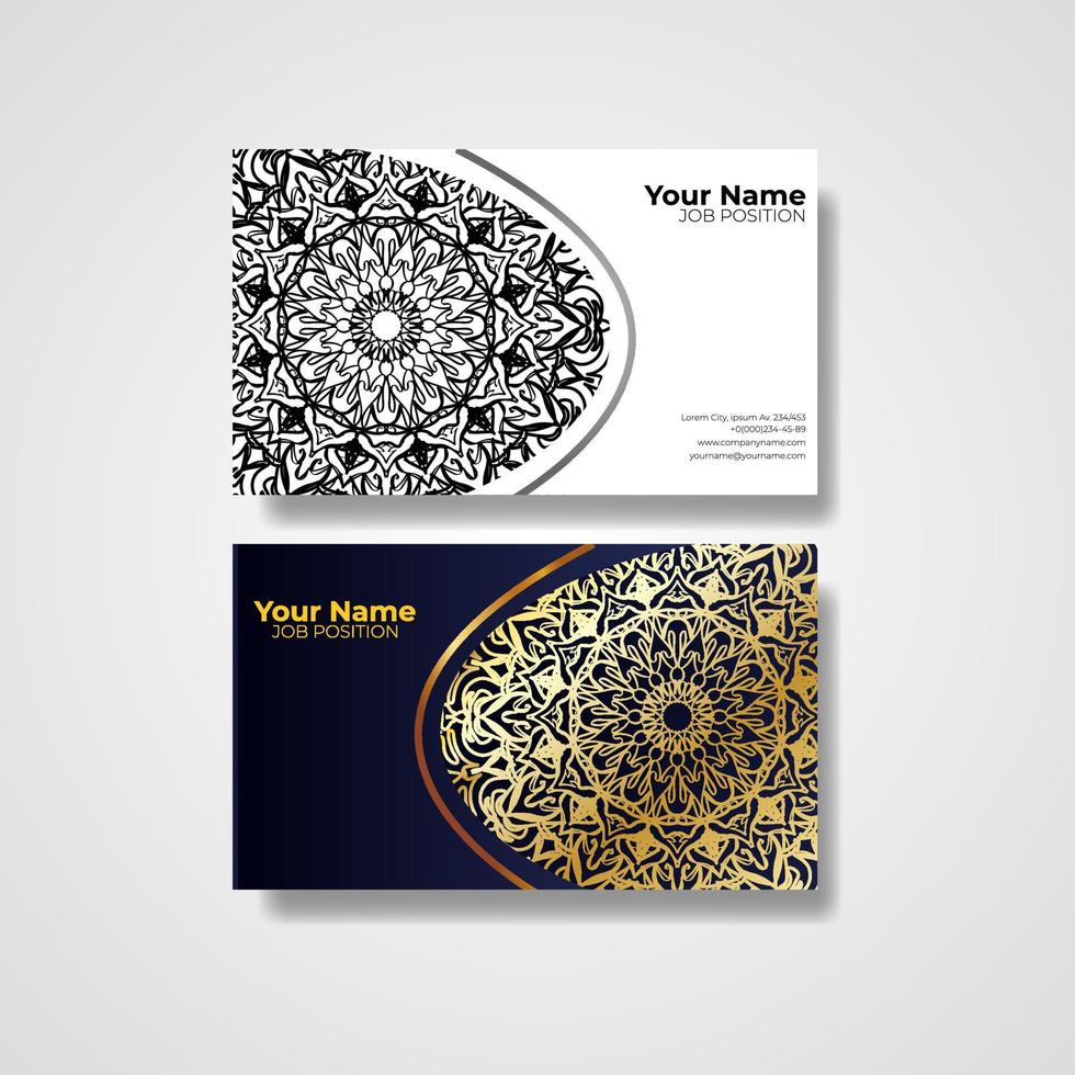 Business Card. Vintage decorative elements. Ornamental floral business cards or invitation with mandala. vector