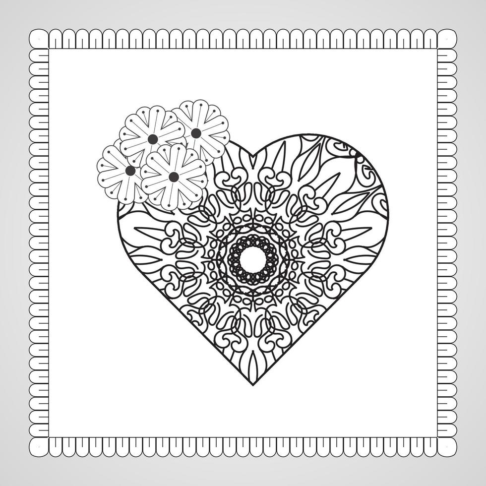 Hand drawn heart with mandala. decoration in ethnic oriental  doodle ornament. vector