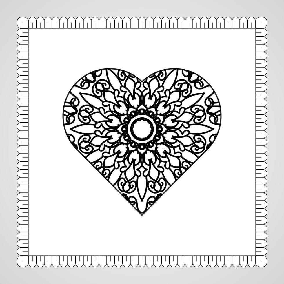 Hand drawn heart with mandala. decoration in ethnic oriental  doodle ornament vector