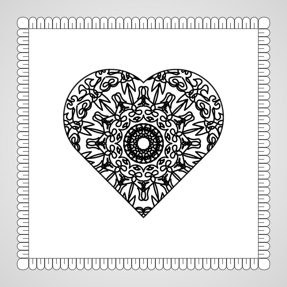 corazón dibujado a mano con mandala. decoración en ornamento étnico oriental doodle vector