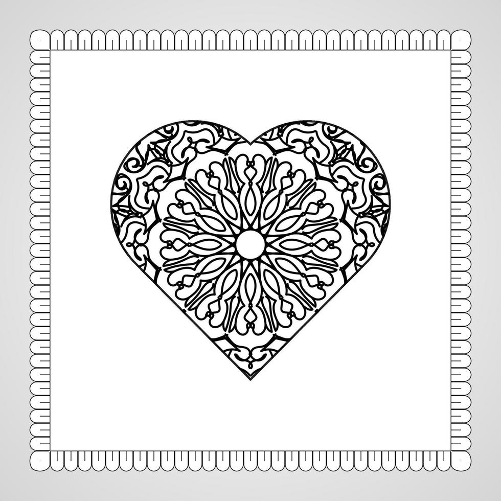 Hand drawn heart with mandala. decoration in ethnic oriental  doodle ornament vector