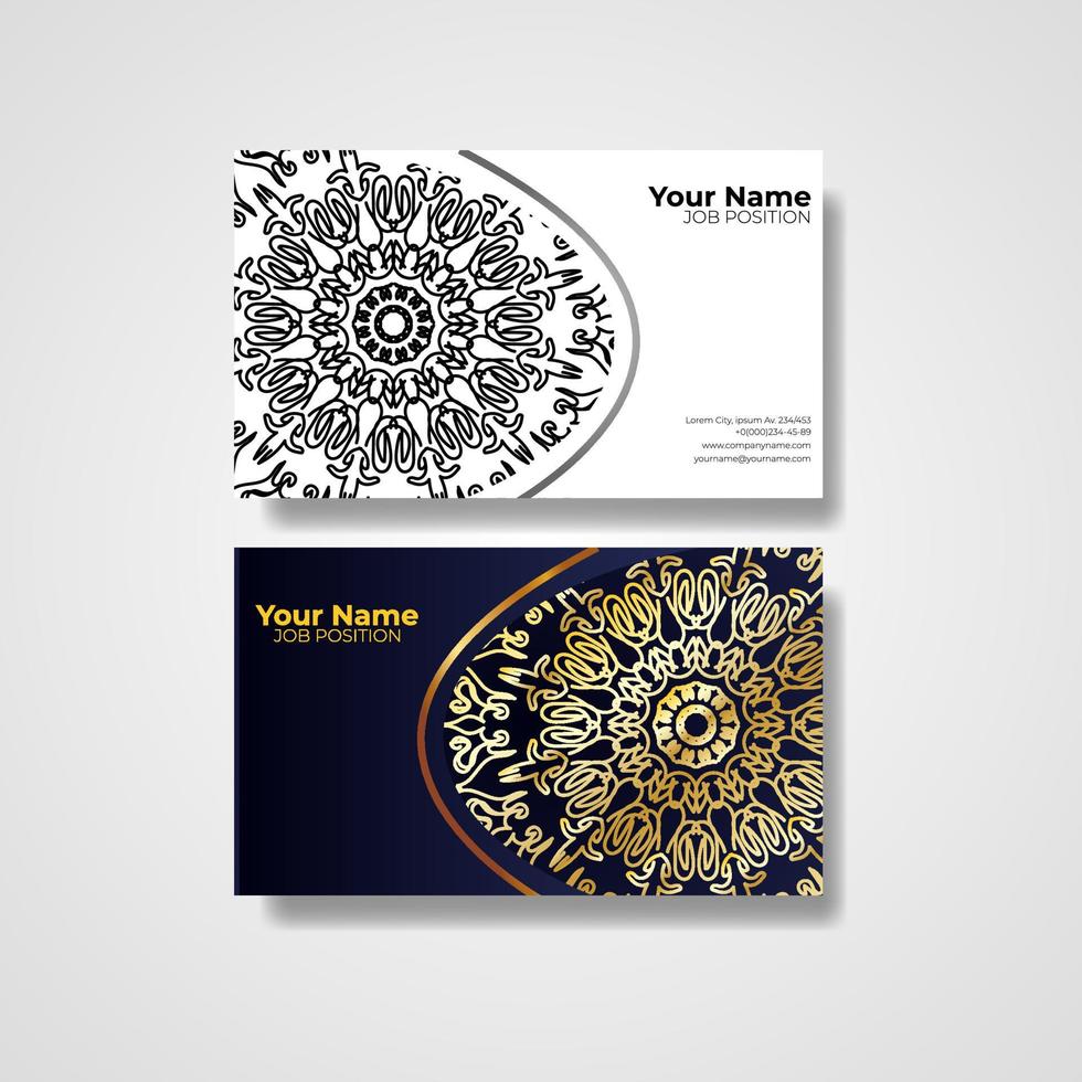 Business Card. Vintage decorative elements. Ornamental floral business cards or invitation with mandala. vector