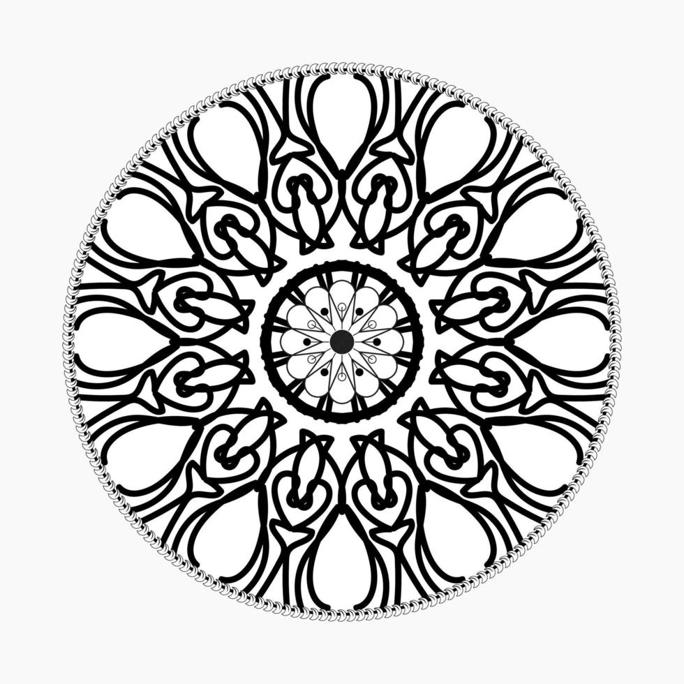 patrón circular en forma de mandala con flor para decoración de tatuaje de mandala de henna vector