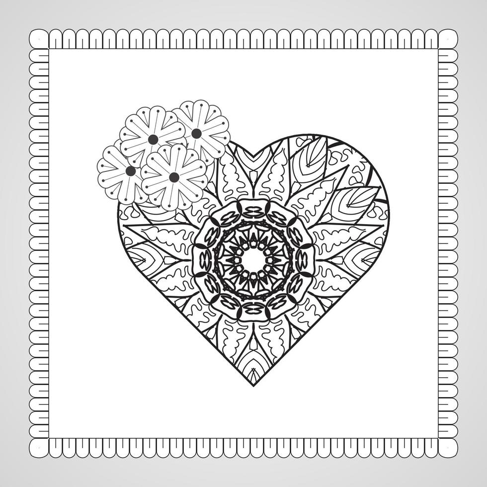 Hand drawn heart with mandala. decoration in ethnic oriental  doodle ornament. vector