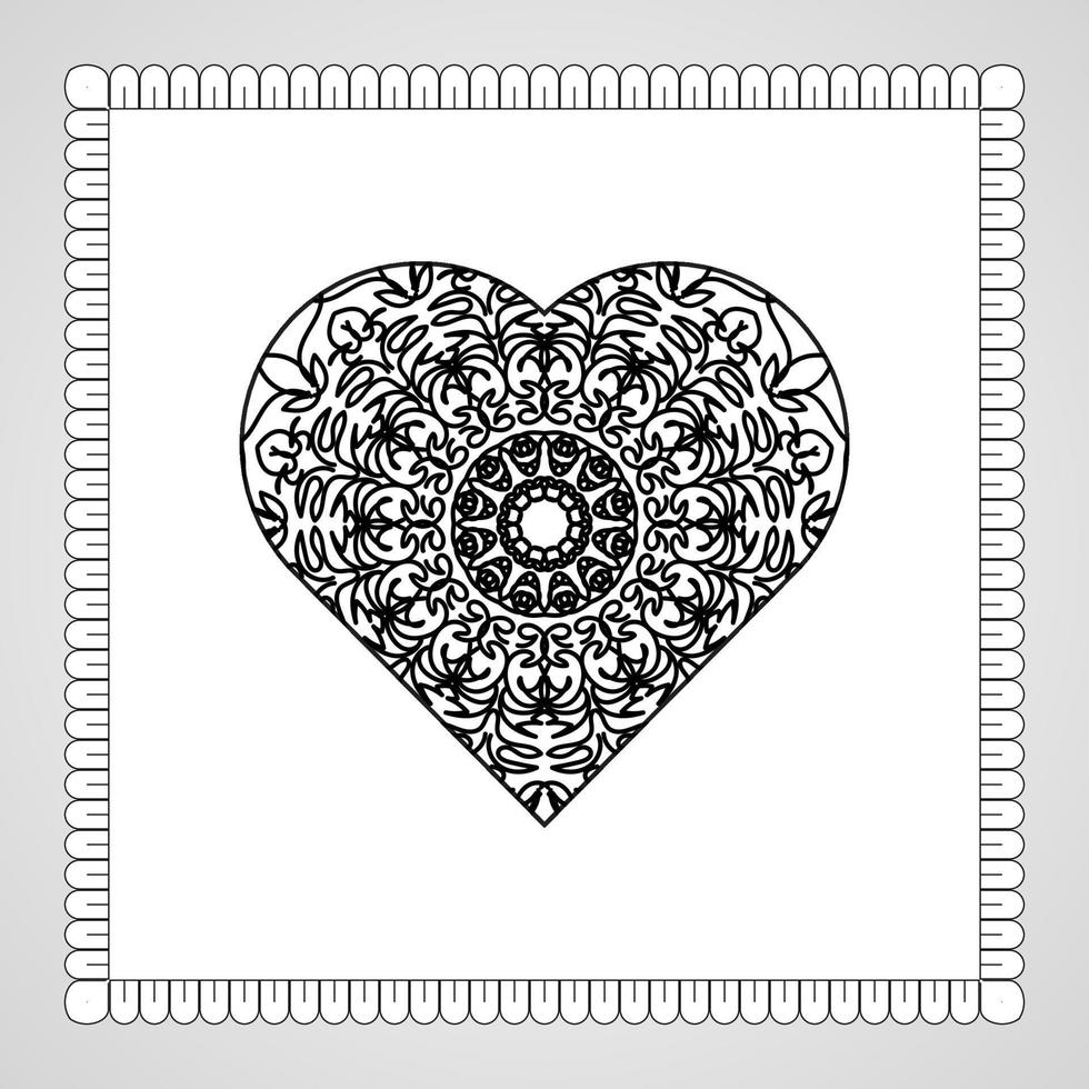 Hand drawn heart with mandala. decoration in ethnic oriental  doodle ornament vector