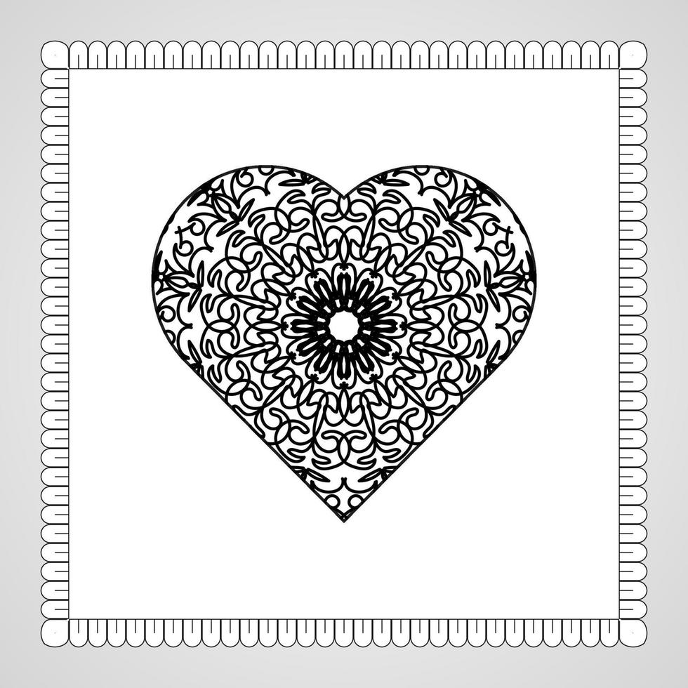 corazón dibujado a mano con mandala. decoración en ornamento étnico oriental doodle vector