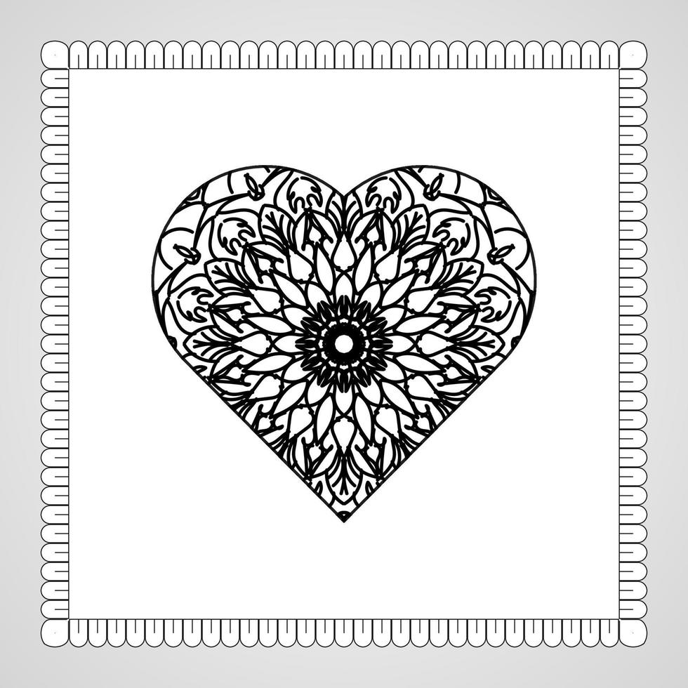 Hand drawn heart with mandala. decoration in ethnic oriental  doodle ornament vector
