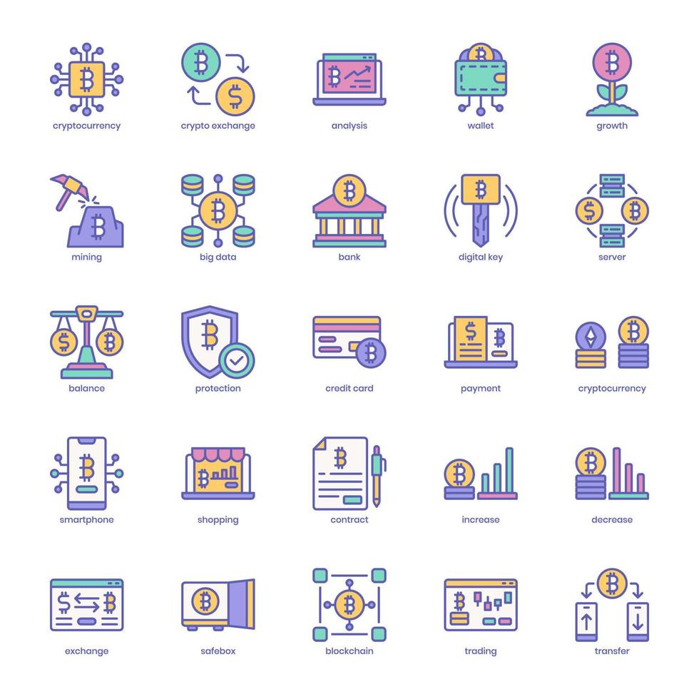 paquete de iconos de criptomonedas para el diseño de su sitio web, logotipo, aplicación, ui. diseño de esquema de icono de criptomoneda. Ilustración de gráficos vectoriales y trazo editable. vector